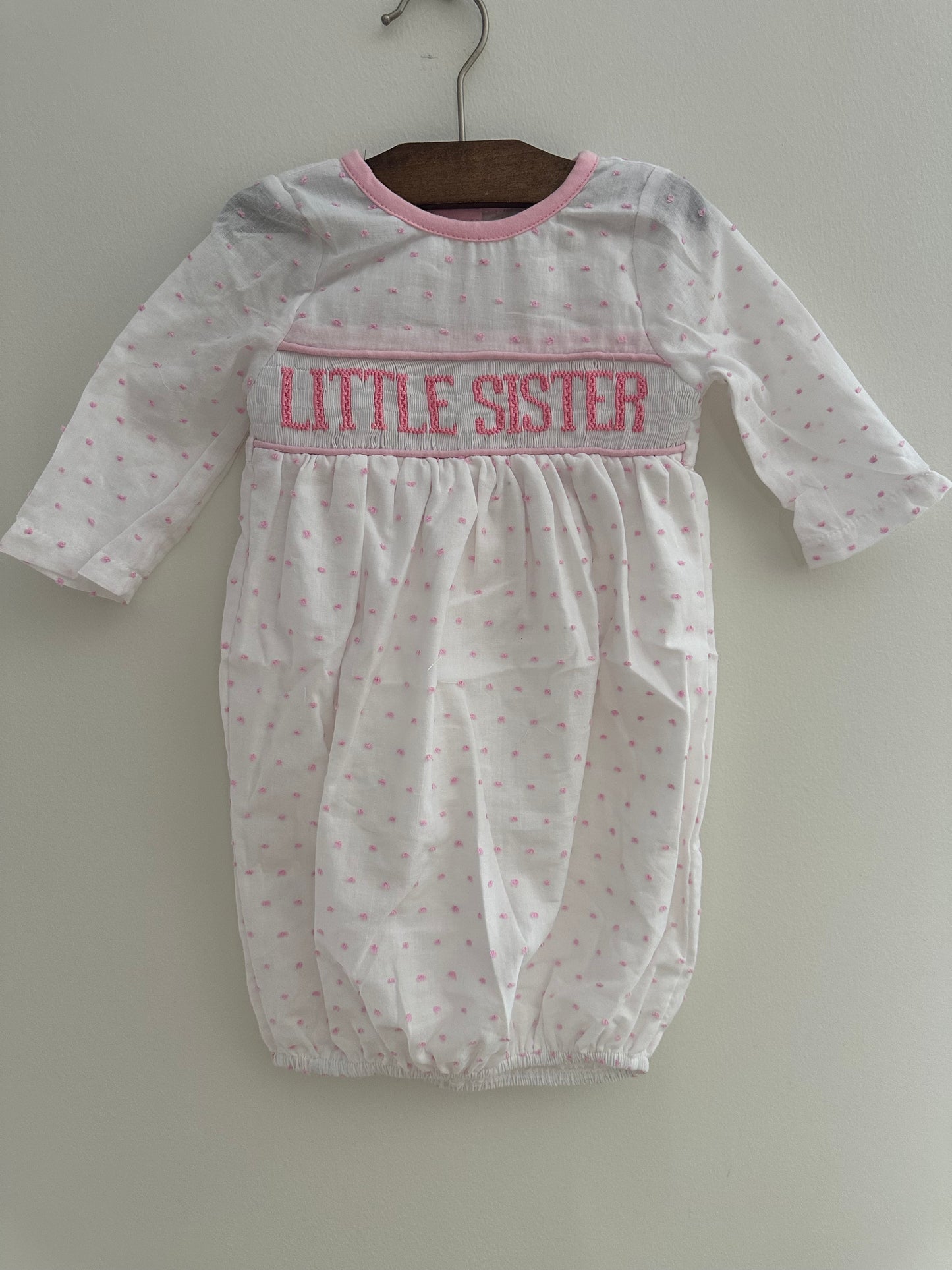 Girls Swiss Dot Little Sister Gown