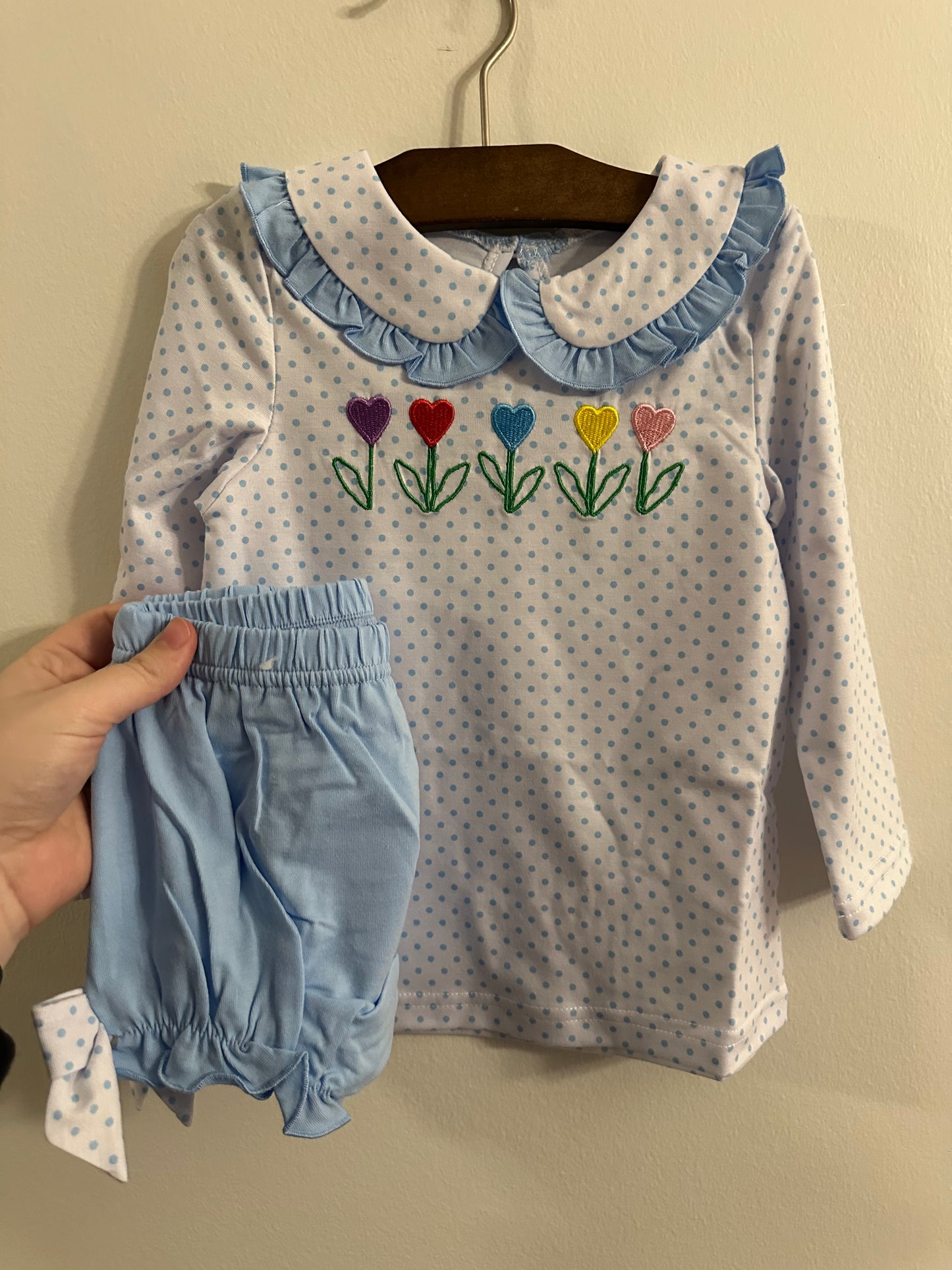 Girls Heart Tulips Diaper Set