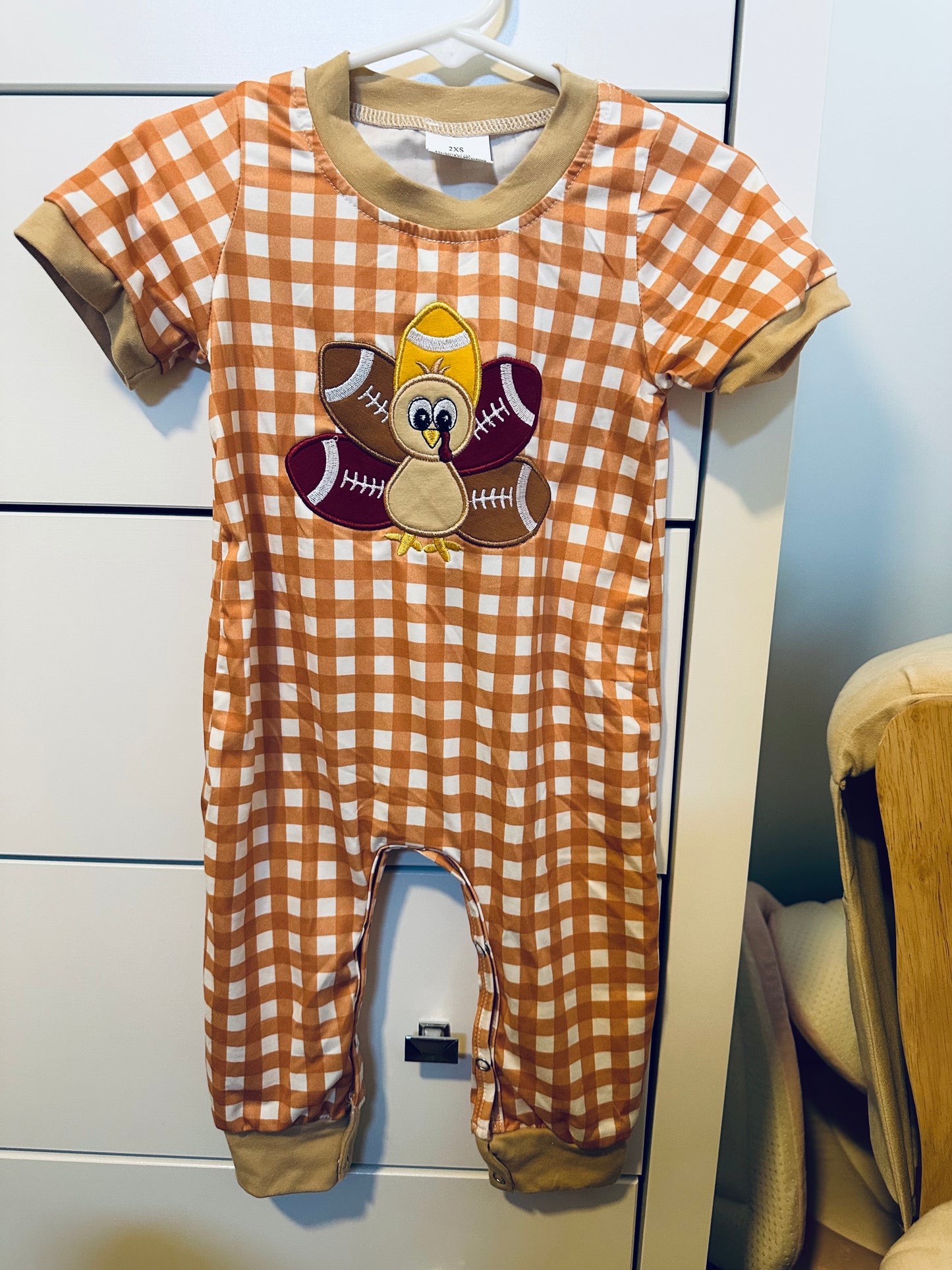 Boys Turkeys and Touchdowns Romper