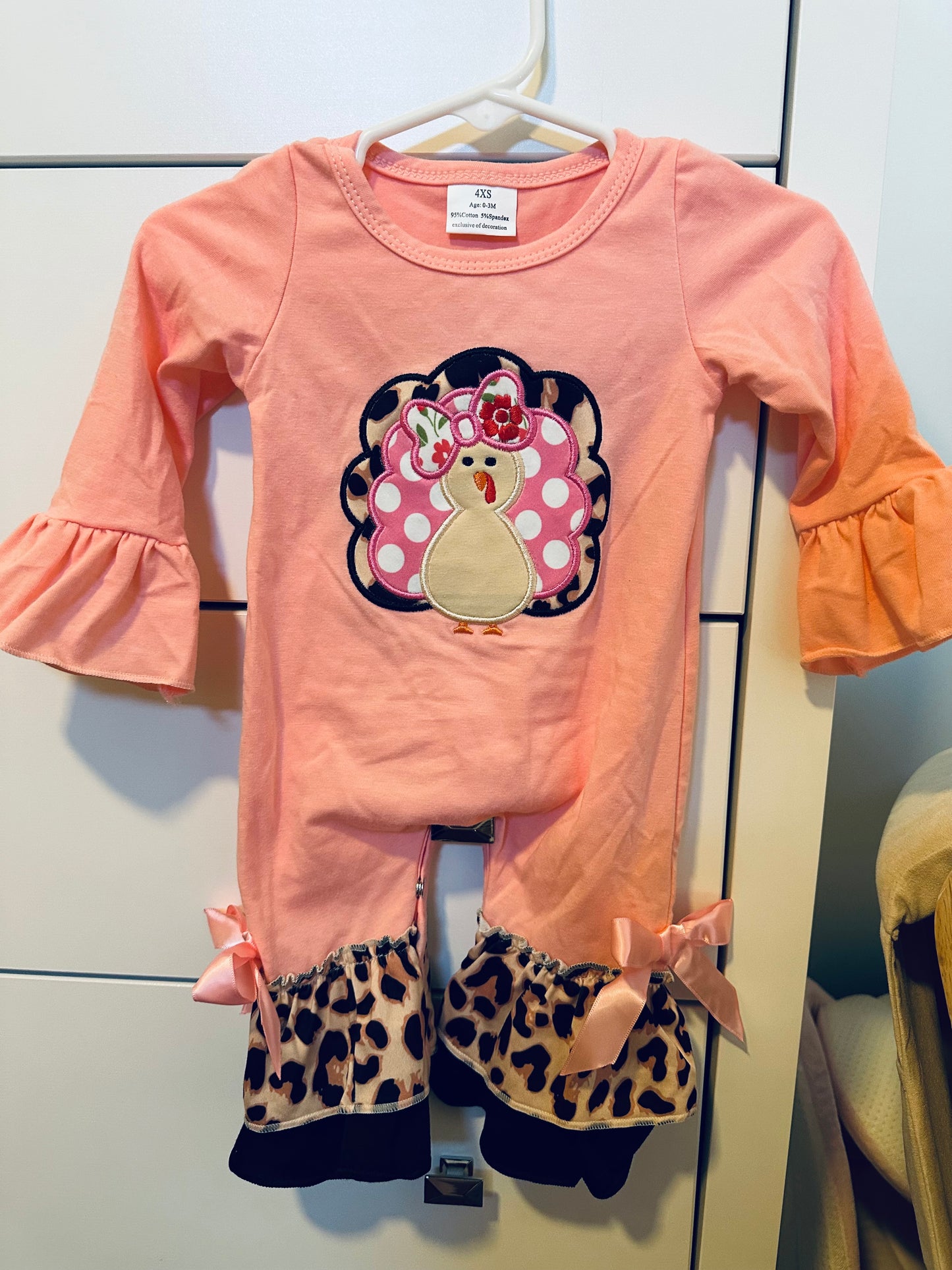 Girls Turkey Cheetah Romper