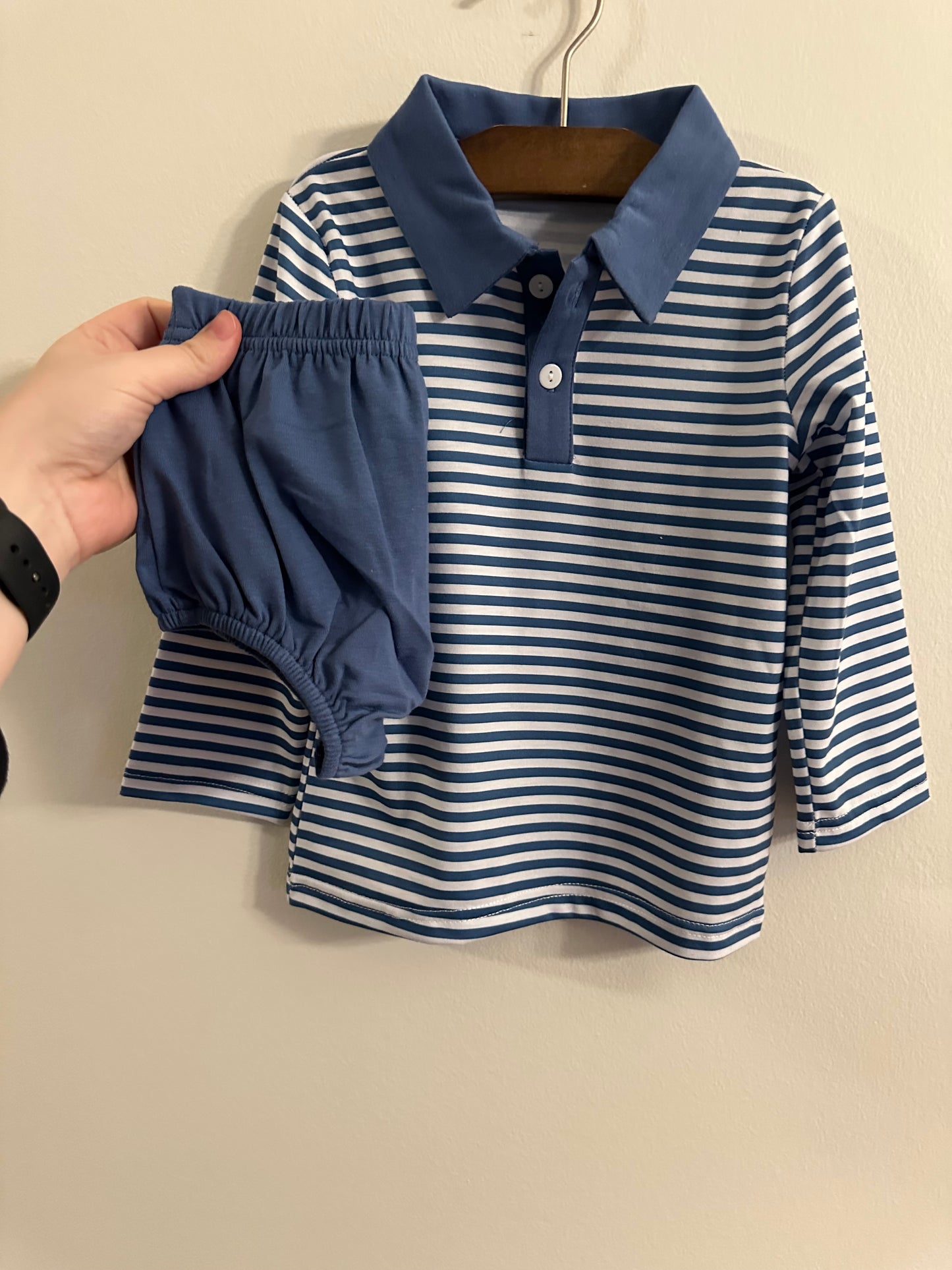 Boys Navy Stripes Diaper Set