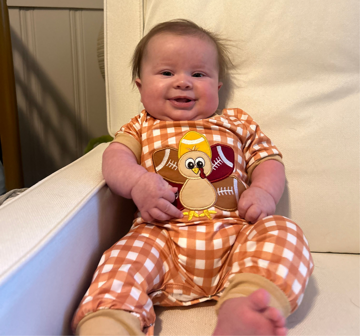 Boys Turkeys and Touchdowns Romper
