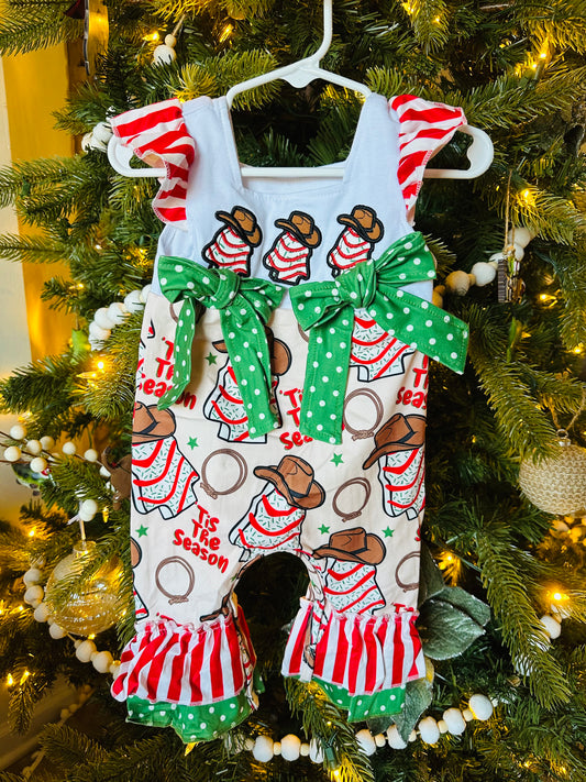 Girls ‘Giddy Up Christmas Tree Cakes’ Romper