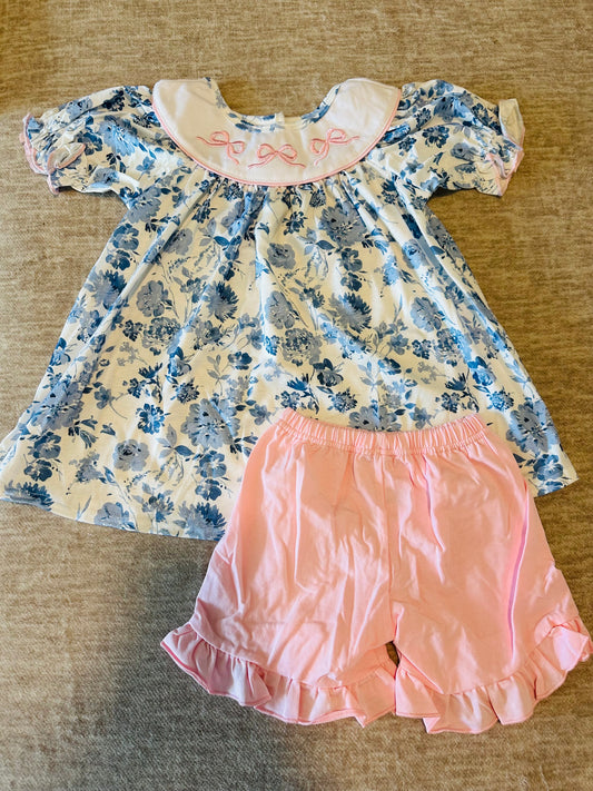 Girls Floral Bow Set