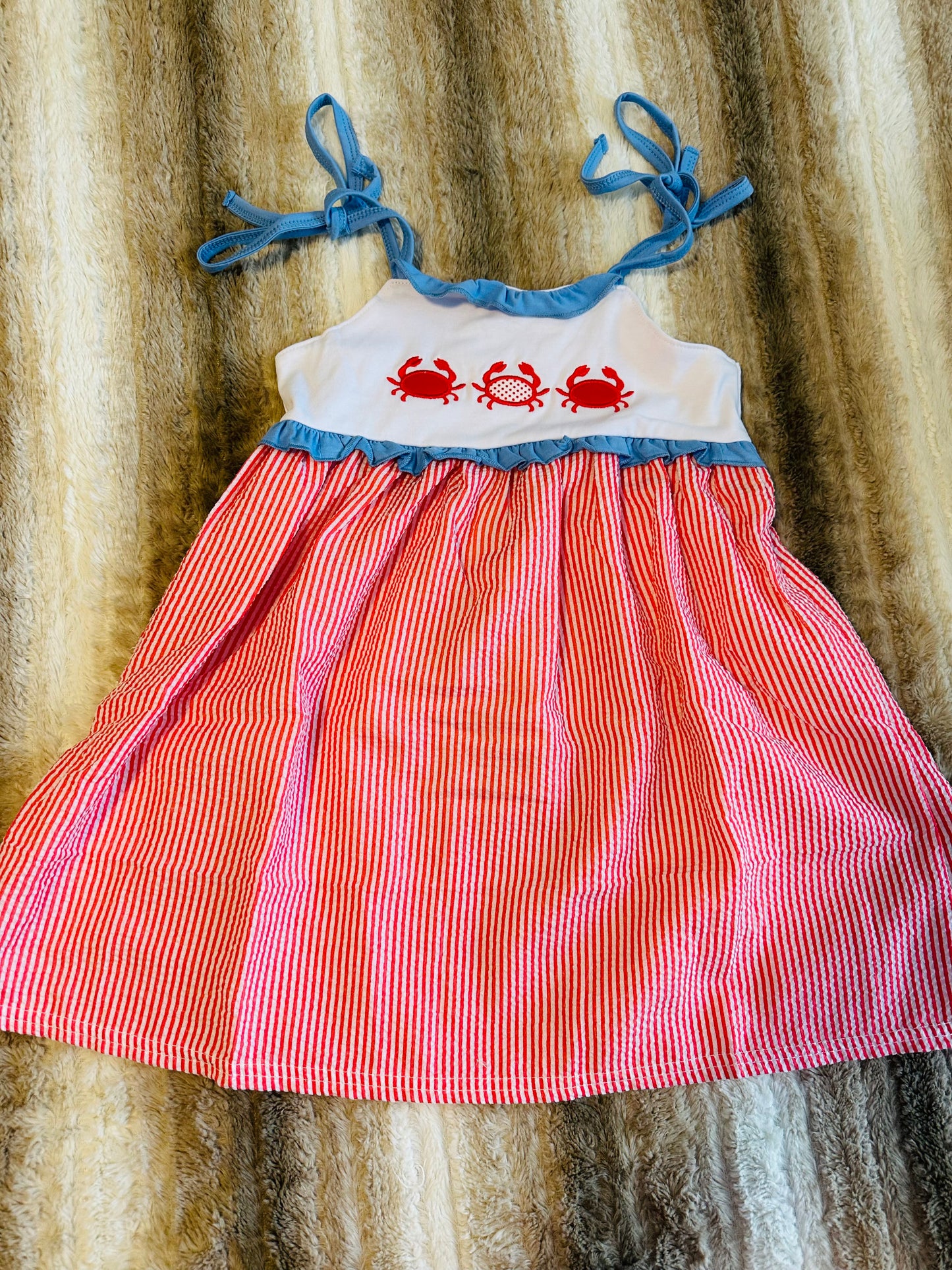Girls Seersucker Crab Dress