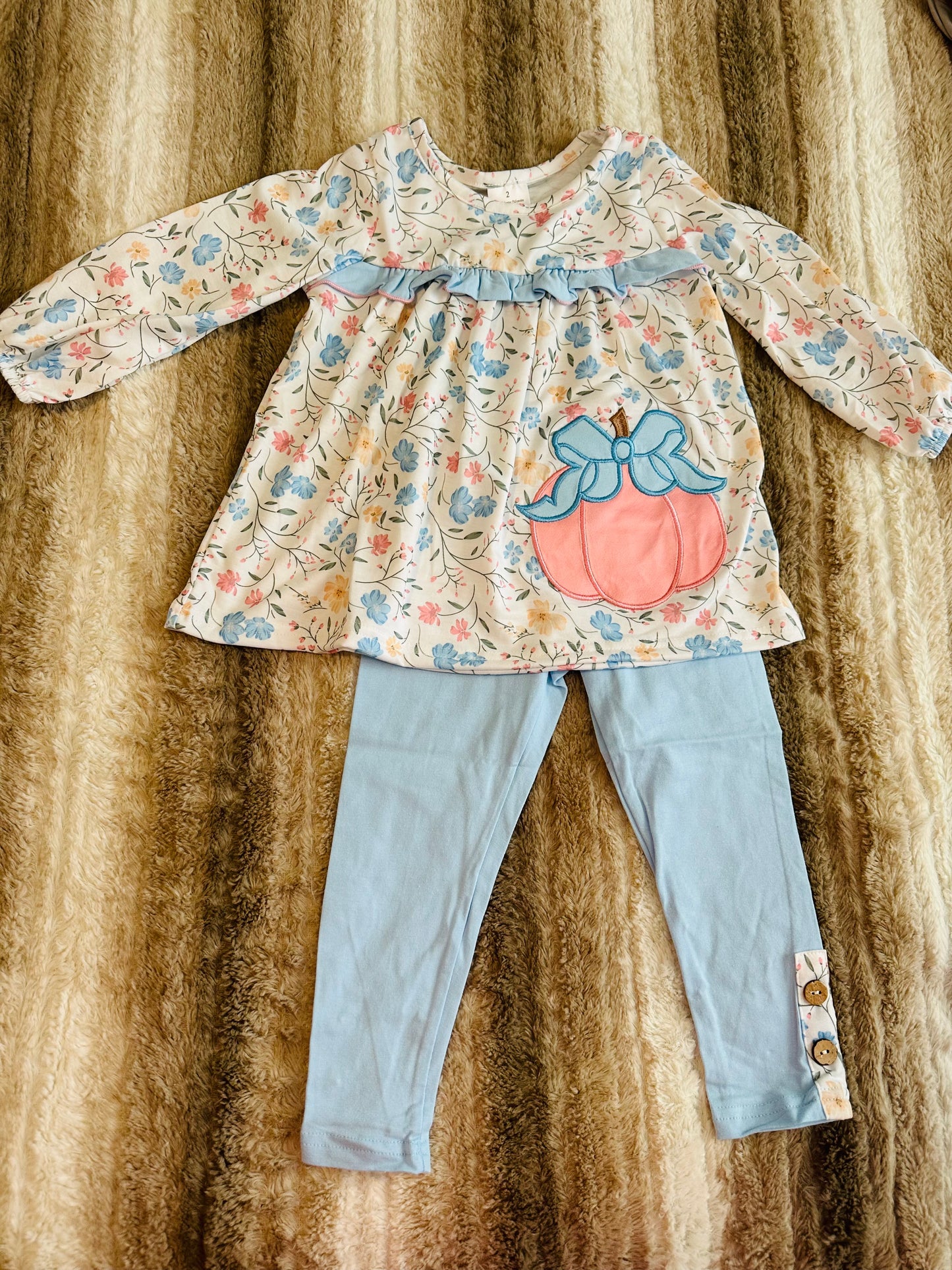 Girls Bow Pumpkin Set Matching