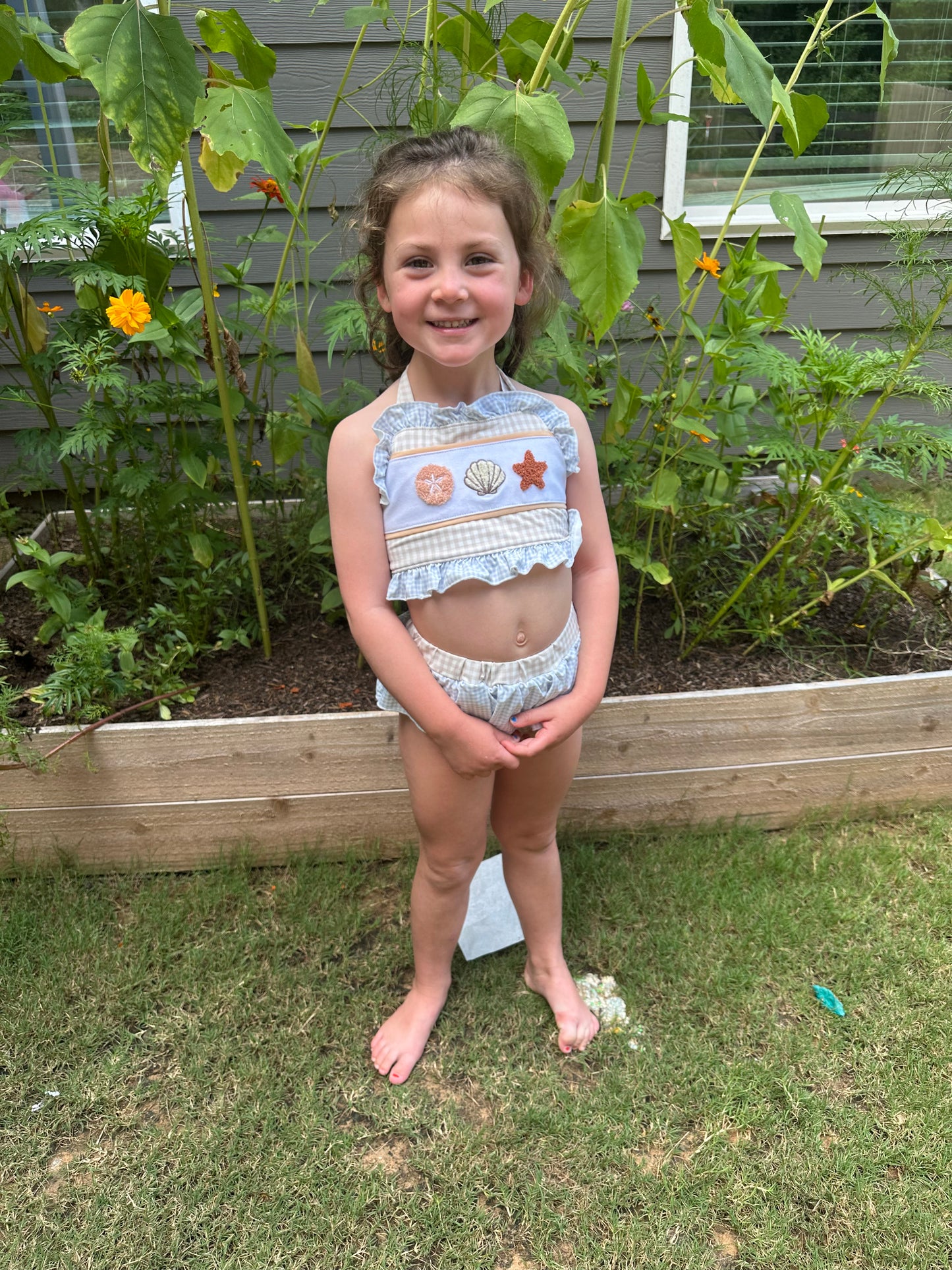 Girls French Knot Gingham Bikini