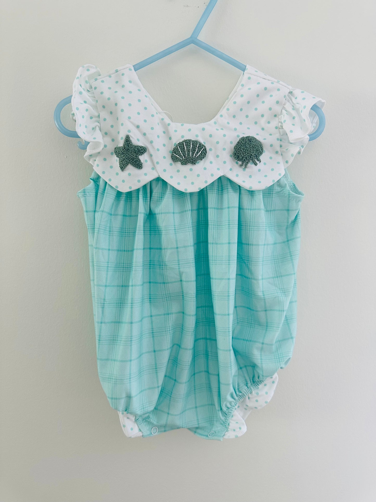 Girls French Knot Green Sea Shells Bubble