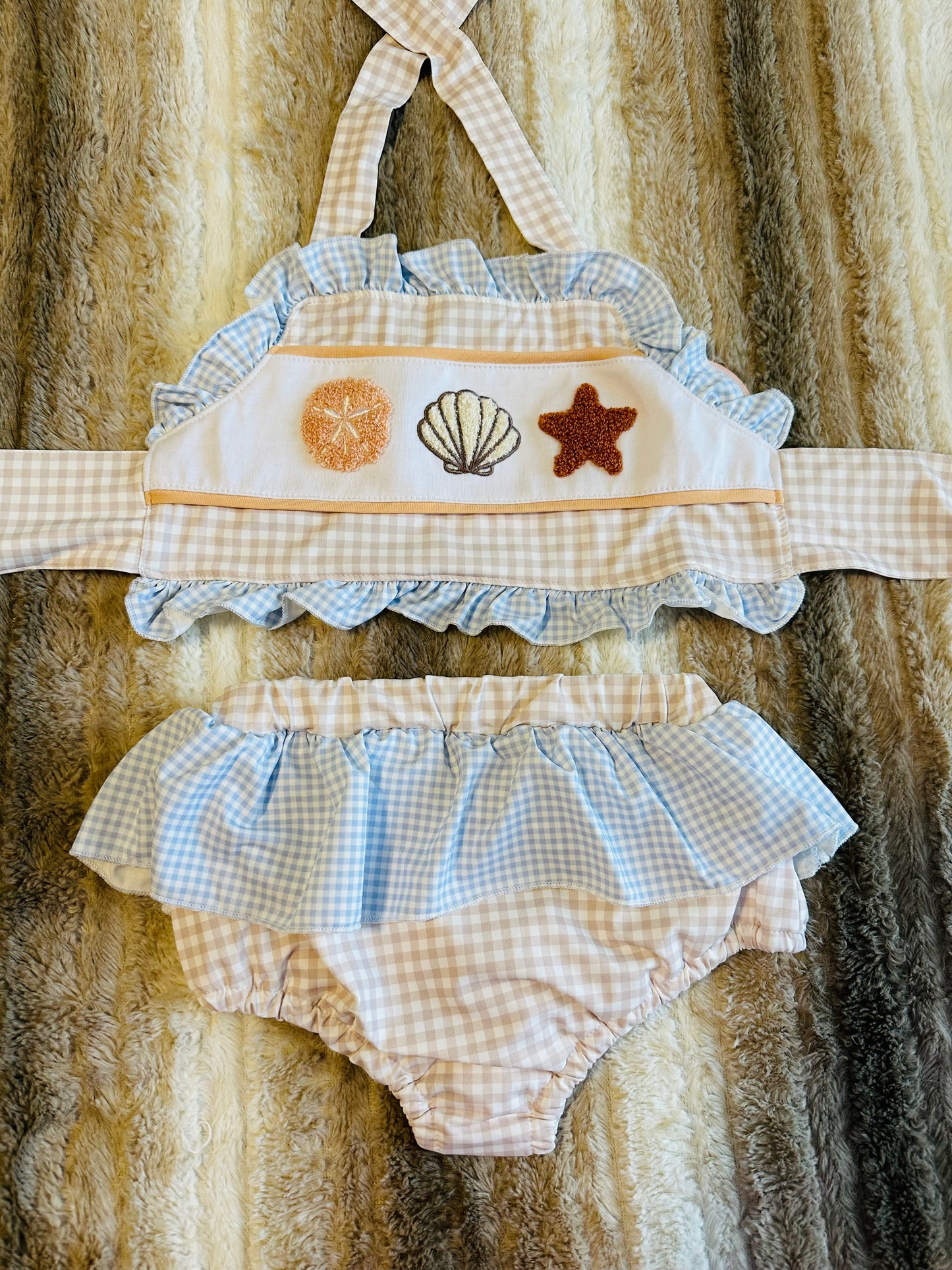 Girls French Knot Gingham Bikini