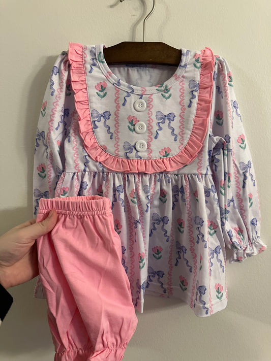 Girls Flowers and Bows Coquette Diaper Set