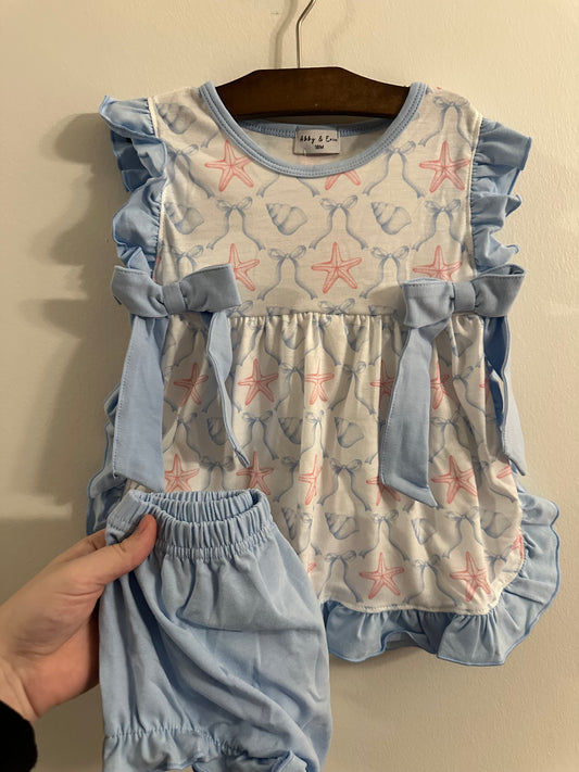 Girls Shell and Starfish Coquette Diaper Set