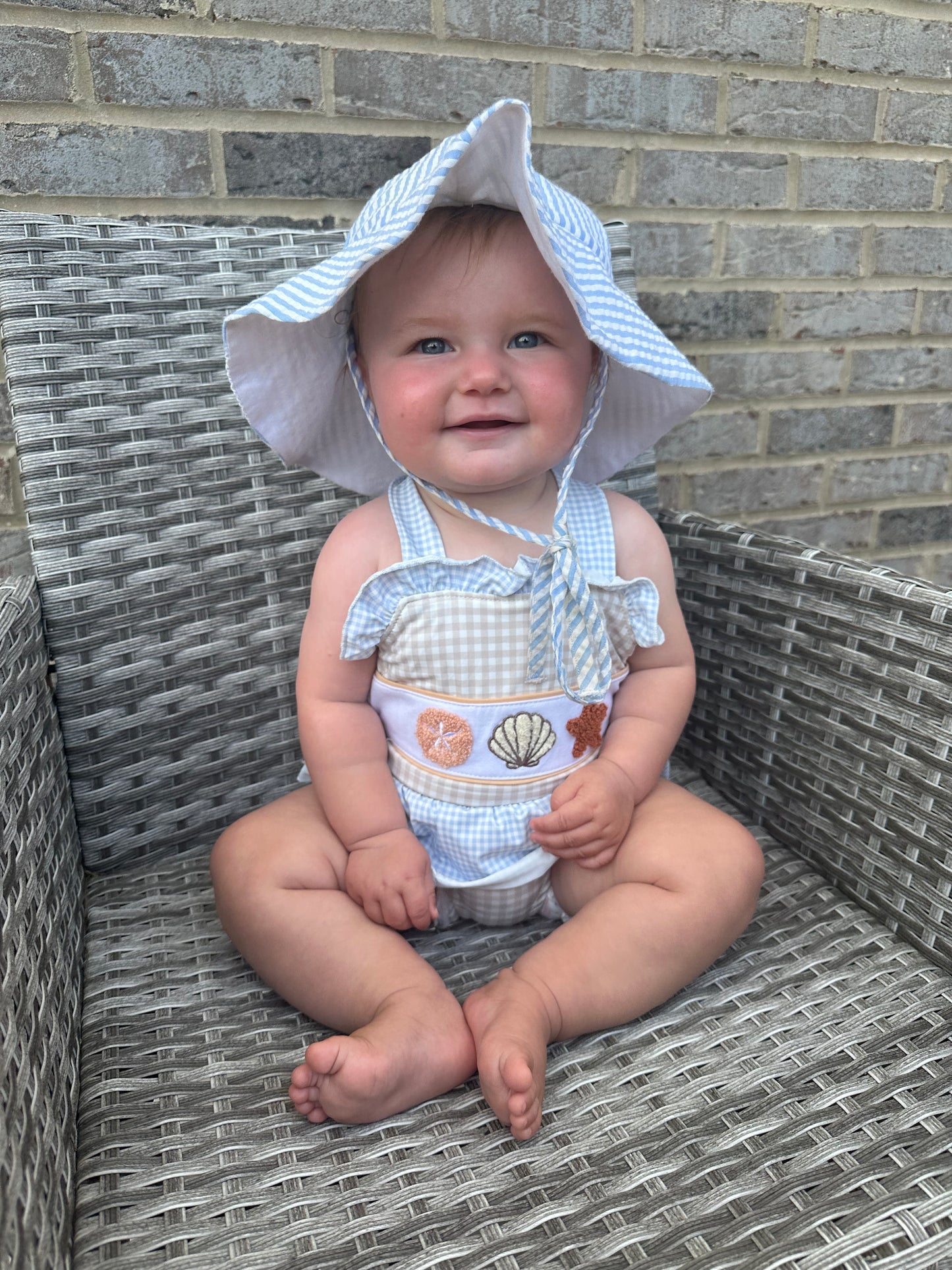Girls French Knot Gingham One-Piece