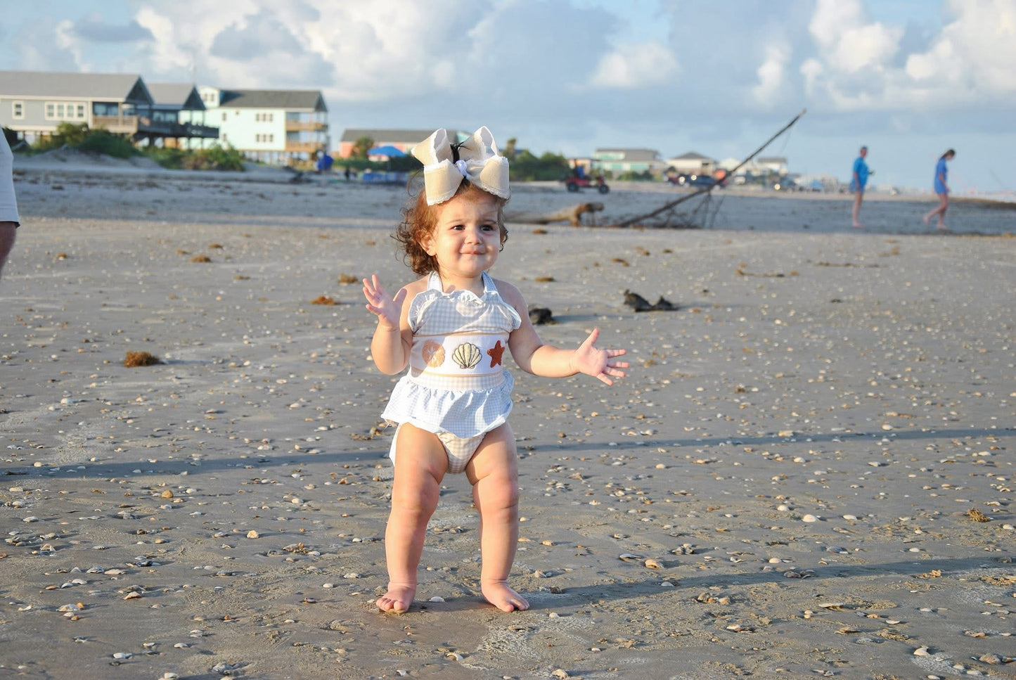 Girls French Knot Gingham One-Piece