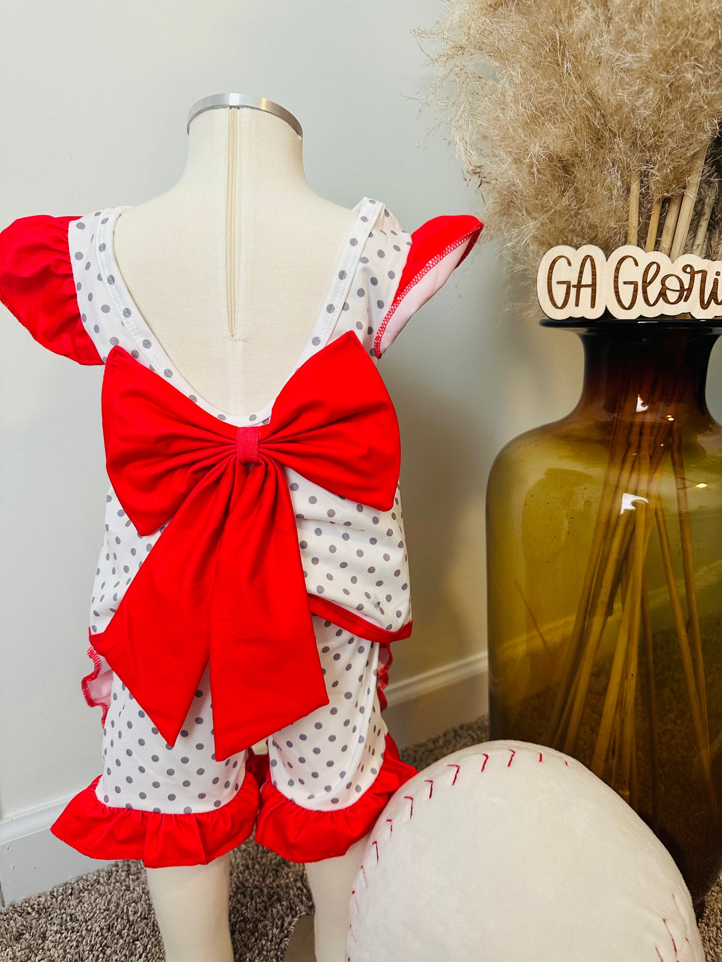Girls Baseball Bow Set